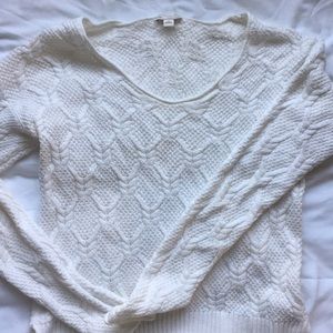 White cable knit sweater